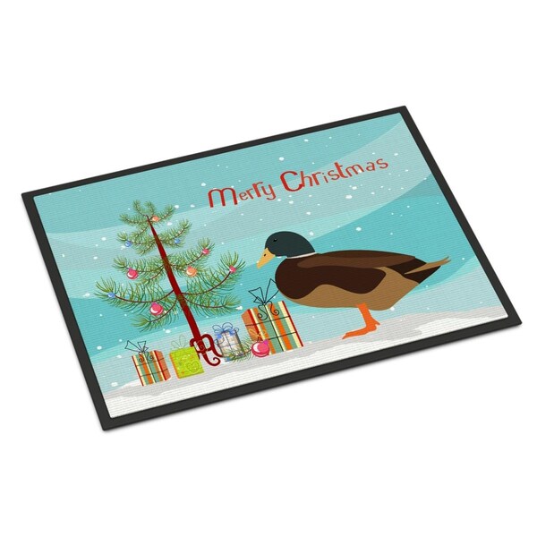 Carolines Treasures Silver Bantam Duck Christmas Indoor or Outdoor Mat - 18 x 27 in. - BB9234MAT