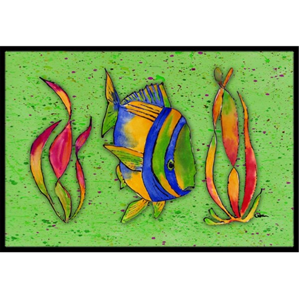 Carolines Treasures 24 x 36 In. Tropical Fish on Green Indoor or Outdoor Mat - 8568JMAT