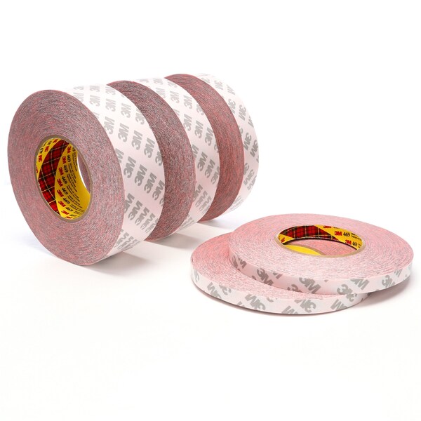3M Film Tape, 2 in W, 60 yd L, 1 mil, Paper, Double-Sided - 469