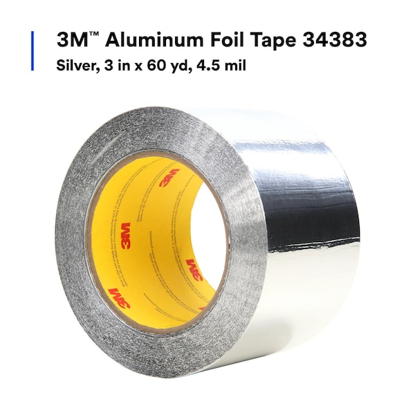 3M Self Wound Foil Tape, 3 in x 60 yd, Silver - 34383