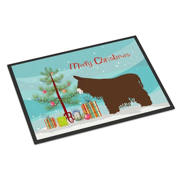 Carolines Treasures Poitou Poiteuin Donkey Christmas Indoor or Outdoor Mat - 18 x 27 in. - BB9219MAT