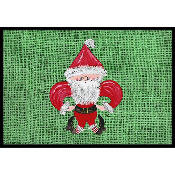 Carolines Treasures 24 x 36 in. Christmas Santa Fleur De Lis Indoor Or Outdoor Doormat - 8746JMAT