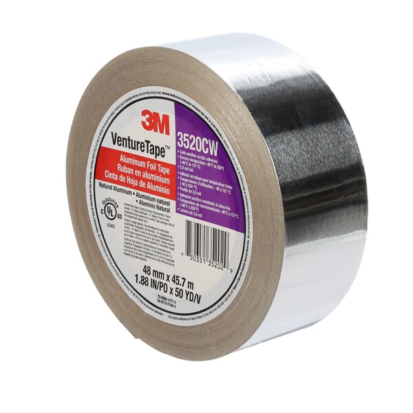 3M VentureTape, HVAC Aluminum Foil Insulation Tape, 2 IN x 50 Yards - 7100043755