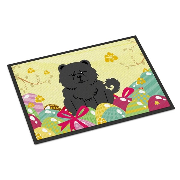 Carolines Treasures 24 x 36 in. Easter Eggs Chow Chow Black Indoor or Outdoor Mat - BB6143JMAT