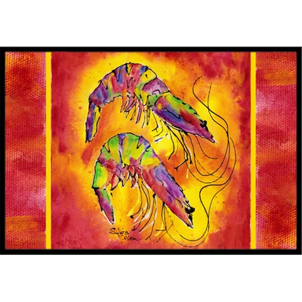 Carolines Treasures 24 x 36 In. Bright Shrimp on Red Indoor or Outdoor Mat - 8378JMAT
