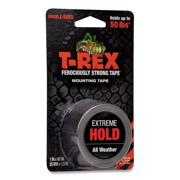 T-Rex Extreme Hold Mounting Tape, 1.5in Core, 1in x 1.66 yds, Black - 285337