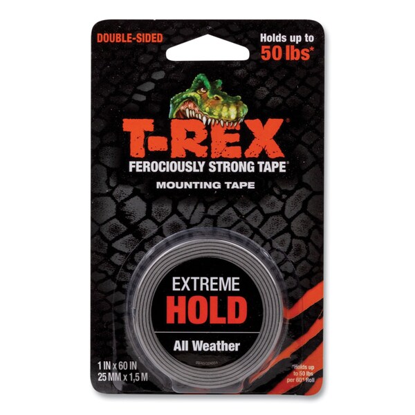 T-Rex Extreme Hold Mounting Tape, 1.5in Core, 1in x 1.66 yds, Black - 285337