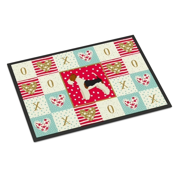 Carolines Treasures 18 x 27 in. Fox Terrier Love Indoor or Outdoor Mat - CK5928MAT