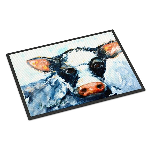 Carolines Treasures 24 x 36 in. Cow Lick Black & White Cow Indoor or Outdoor Mat - MW1273JMAT