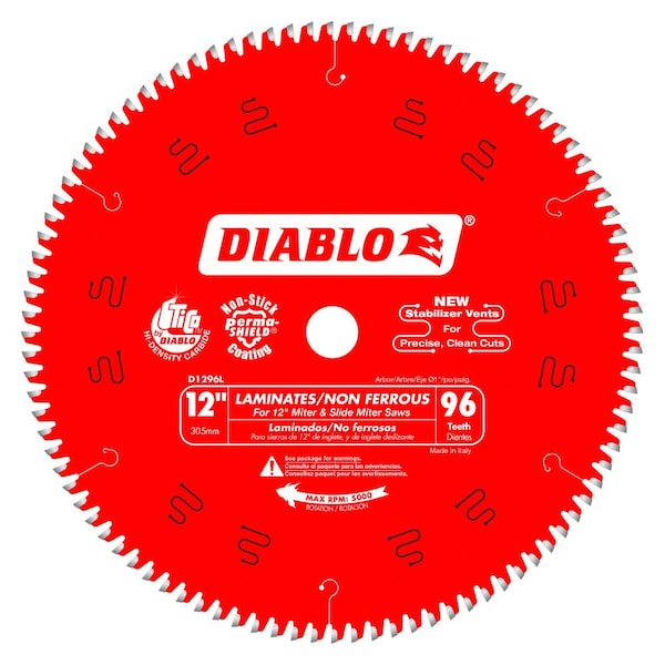 Diablo Tooth Laminate/Aluminum Saw Blade, 12 - D1296L
