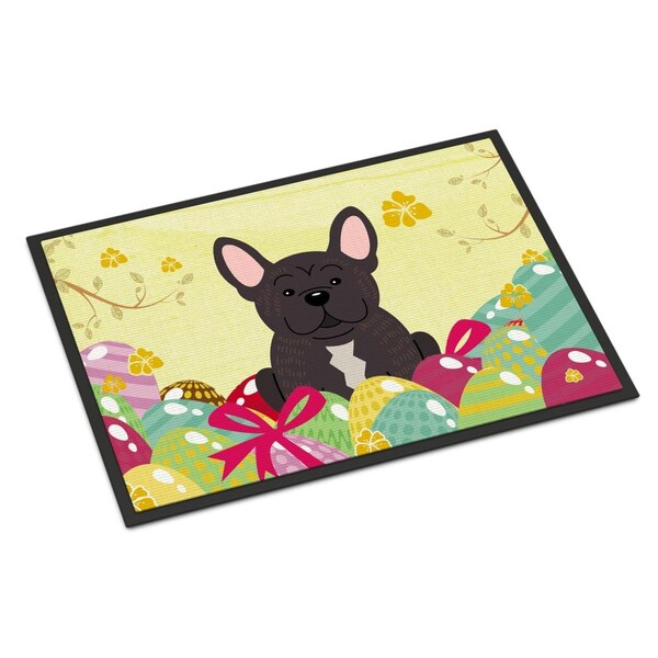 Carolines Treasures 18 x 27 in. Easter Eggs French Bulldog Brindle Indoor or Outdoor Mat - BB6009MAT