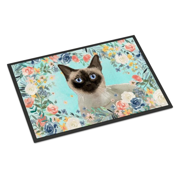 Carolines Treasures 24 x 36 in. Siamese Spring Flowers Indoor or Outdoor Mat - CK3398JMAT