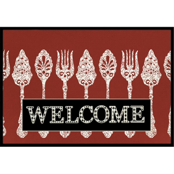Carolines Treasures Serving Spoons Welcome Indoor Or Outdoor Mat 24 x 36 In. - SB3090JMAT