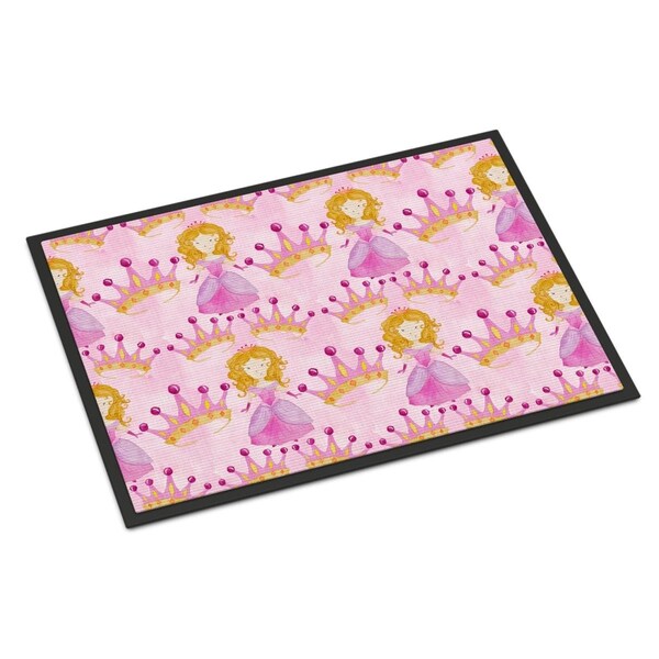 Carolines Treasures Watercolor Princess and Crown Indoor or Outdoor Mat, 18 x 27 in. - BB7551MAT