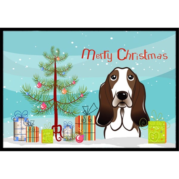 Carolines Treasures Christmas Tree and Basset Hound Indoor or Outdoor Mat- 24 x 36 - BB1615JMAT