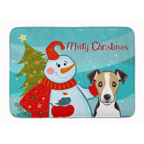 Carolines Treasures Snowman with Jack Russell Terrier Machine Washable Memory Foam Mat - BB1881RUG