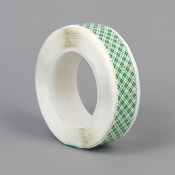 3M Double-Sided Foam Tape, 1 in W, 1 in L, 1/16 in, Polyurethane Foam, Double-Sided - 4016