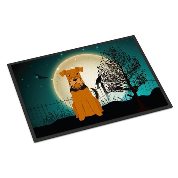 Carolines Treasures Halloween Scary Airedale Indoor or Outdoor Mat, 18 x 0.25 x 27 in. - BB2231MAT