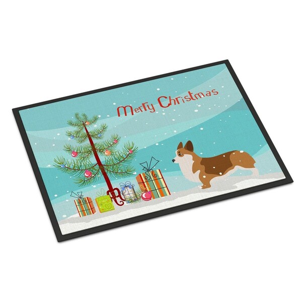 Carolines Treasures Corgi Merry Christmas Tree Indoor or Outdoor Mat 18x27 - BB2938MAT