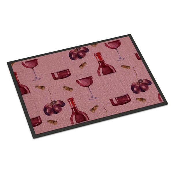 Carolines Treasures Red Wine on Linen Indoor or Outdoor Mat, 24 x 36 in. - BB5195JMAT