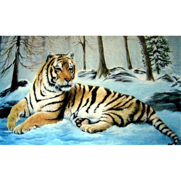 H2H Tiger 18 x 30 in Doormat Rug Blue Gold  Yellow Yellow - H2891773