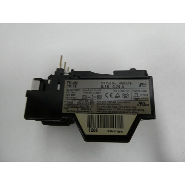 Relevador de sobrecarga de amperaje 0.15-0.24A de Fuji Electric - TK-ON 4NK0AB