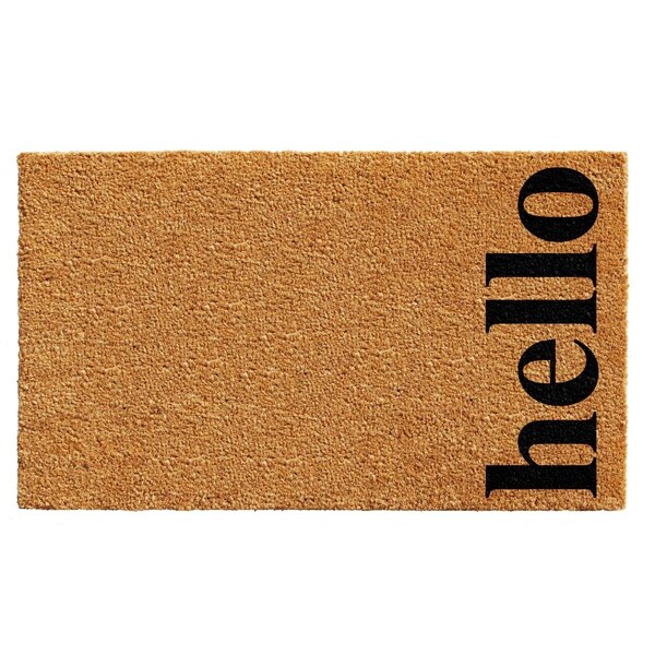 Configuracion 17 x 29 in. Vertical Hello Rectangular Doormat Natural & Black - CO3361351
