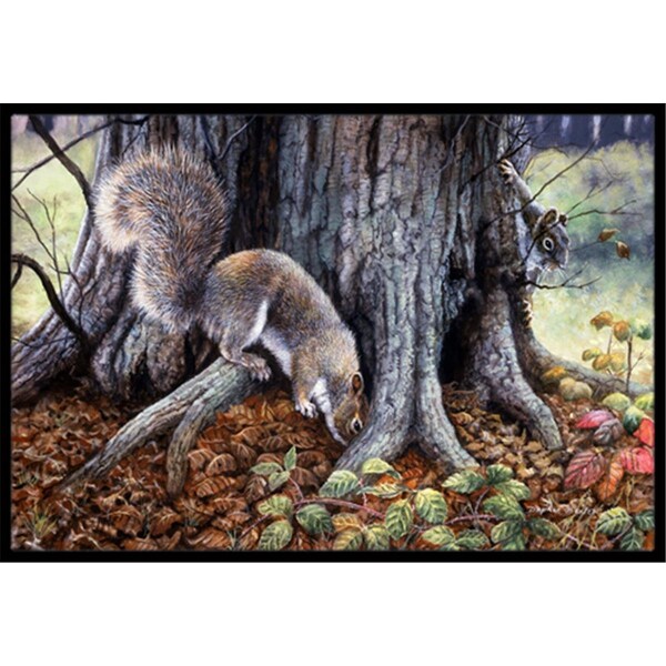 Jensendistributionservices Grey Squirrels Around the Tree Indoor or Outdoor Mat, 24 x 36 - MI2557336
