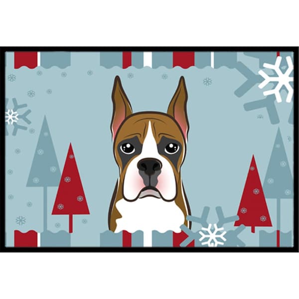 Carolines Treasures Winter Holiday Boxer Indoor and Outdoor Mat- 18 x 27 in. - BB1719MAT