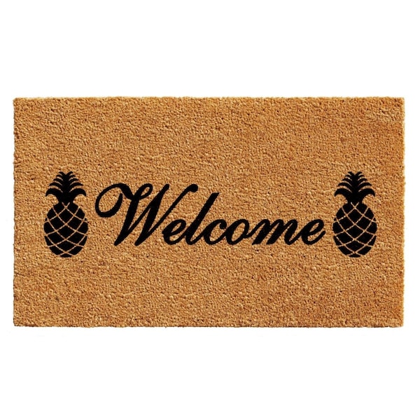 Configuracion 24 x 36 in. Welcome Pineapples Rectangular Doormat Natural & Black - CO3361354