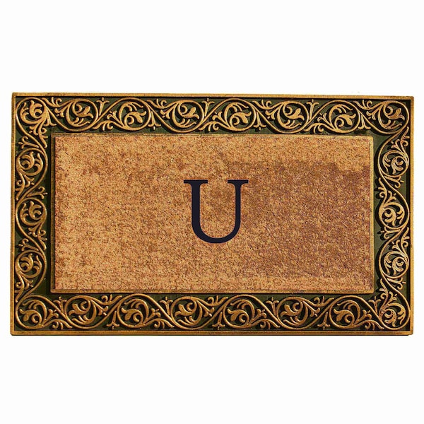 Calloway Mills Monogram Door Mat, Gold, Black, Natural, 18 in W x 30 in L - 10001GOLDU