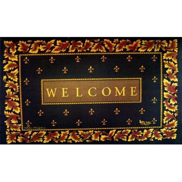 Custom Printed Rugs Custom Printed Rugs CPR038 Regal Fleur De Lis 18 x 30 in. Doormat Rug - Blue; Brown; Brown & Tan - CPR038