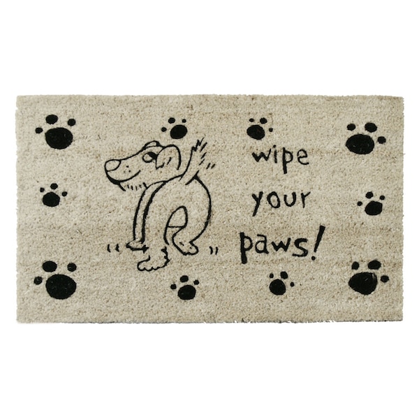 Rubber-Cal "Wipe Your Paws" Dog Doormat, 18 by 30-Inch - 10-106-027