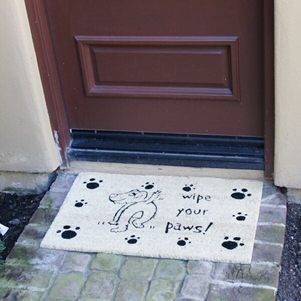 Rubber-Cal "Wipe Your Paws" Dog Doormat, 18 by 30-Inch - 10-106-027