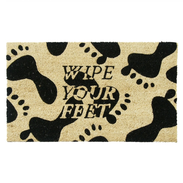 Rubber-Cal "Wipe Your Feet, Please" Coir Mat, 18 x 30-Inch - 10-106-006