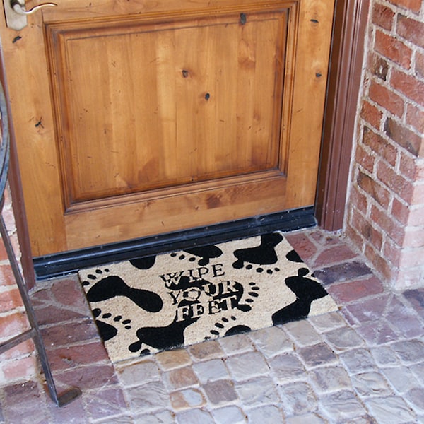Rubber-Cal "Wipe Your Feet, Please" Coir Mat, 18 x 30-Inch - 10-106-006