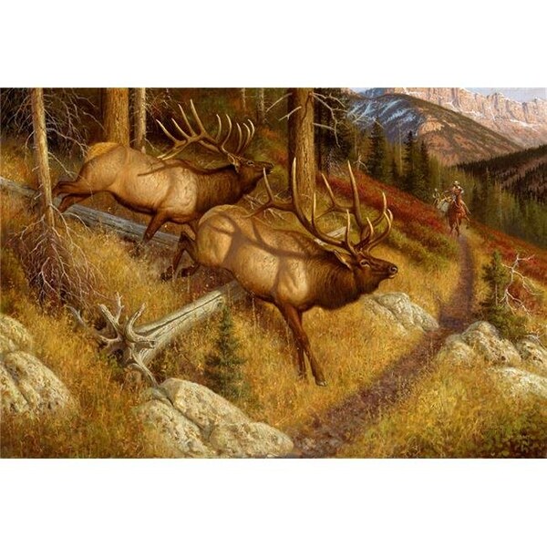 Custom Printed Rugs Custom Printed Rugs DM 64 Lambson  Elk Spooked Elk - DM 64