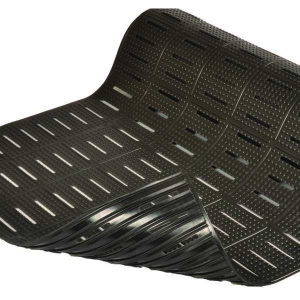 Notrax Antifatigue Runner, Nitrile Rubber, Drainage Holes, 3 ft W x 20 ft L, Black - 8RVX6
