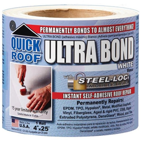 Cofair Products Cofair Products UBW425 4 in. x 25 ft. White Ultra Bond Instant Self-Adhesive Roof Repair - 167050