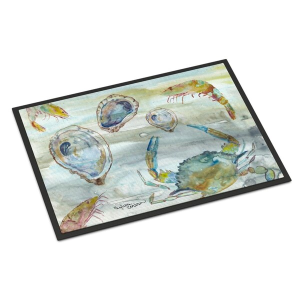 Carolines Treasures 18 x 27 in. CrabShrimp & Oyster Watercolor Indoor or Outdoor Mat - SC2010MAT
