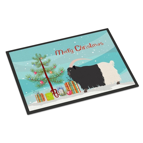 Carolines Treasures Welsh Black-Necked Goat Christmas Indoor or Outdoor Mat - 18 x 27 in. - BB9254MAT
