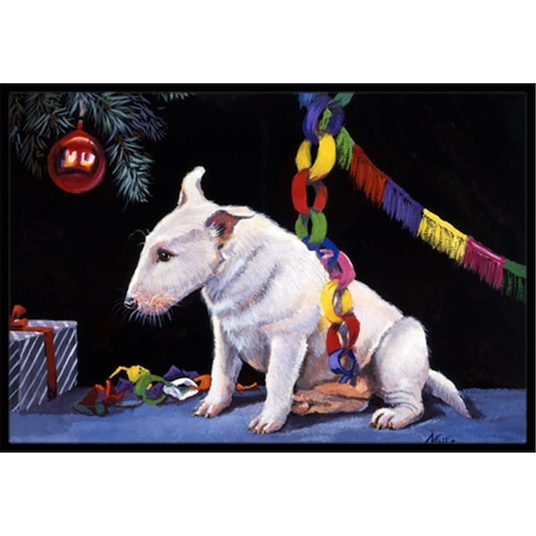 Jensendistributionservices Bull Terrier Under the Christmas Tree Indoor or Outdoor Mat, 18 x 27 - MI2557528