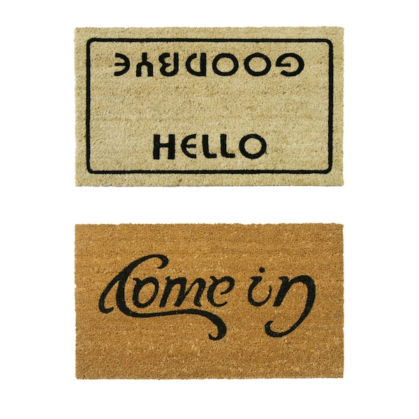 Rubber-Cal "Welcome Go Away Mats" - 2 Coir Outdoor Entryway Mats - 18" x 30" - 10-108-019