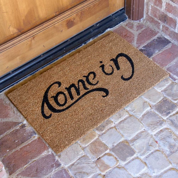 Rubber-Cal "Welcome Go Away Mats" - 2 Coir Outdoor Entryway Mats - 18" x 30" - 10-108-019
