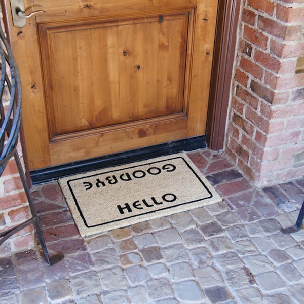 Rubber-Cal "Welcome Go Away Mats" - 2 Coir Outdoor Entryway Mats - 18" x 30" - 10-108-019