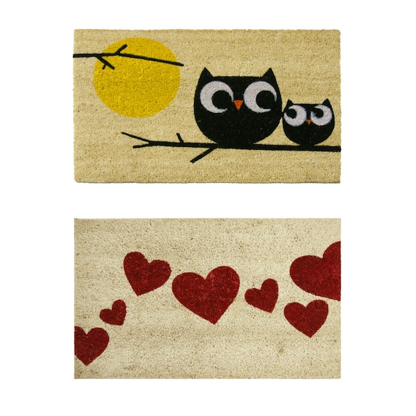 Rubber-Cal "Modern Decor Door Mat Kit" - 2 Modern Coco Coir Doormats - 18" x 30" - 10-108-013