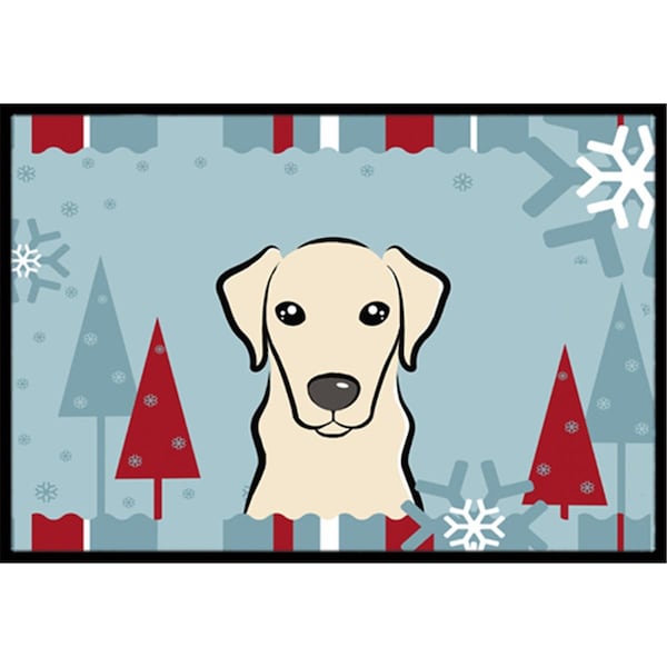 Jensendistributionservices Winter Holiday Yellow Labrador Indoor & Outdoor Mat, 18 x 27 in. - MI2556721