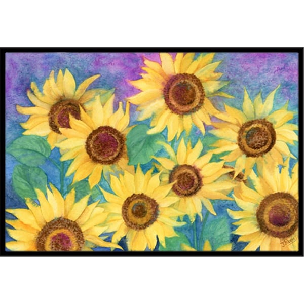 Jensendistributionservices Sunflowers & Purple Indoor or Outdoor Mat, 24 x 36 - MI2557580