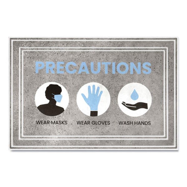 Blueprints Precautions Wear Masks Wear Gloves Mat Gray & Teal - BL3750812