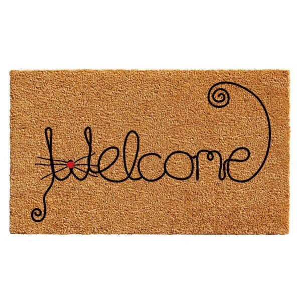Configuracion 24 x 36 in. Kitty Curlicue Doormat Natural & Black - CO3366314